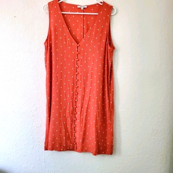 Madewell M Polka Dot Heather Button Front Dress - Picture 2 of 10
